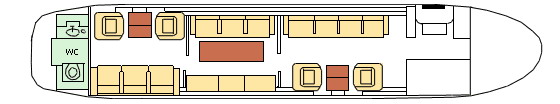 Схема расположения мест в самолете Falcon 900